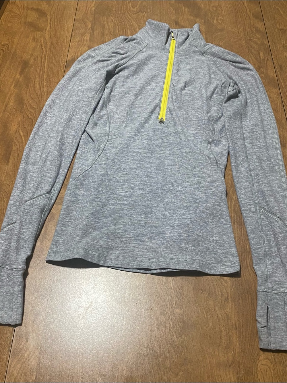 lululemon athletica Heather Gray Quarter-Zip Top with Yellow Zip